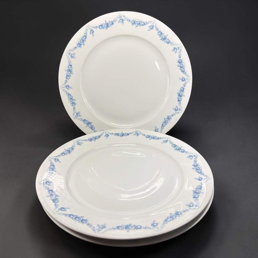 Rosenthal Classic Rose Dinner Plates Set of 3 Blue‎ Floral White Porcelain 11"
